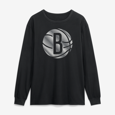 Brooklyn Nets  Forged Mascot Long Sleeve T-Shirt - Black