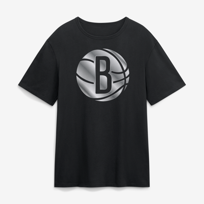 Brooklyn Nets  Metallic Mascot T-Shirt - Black