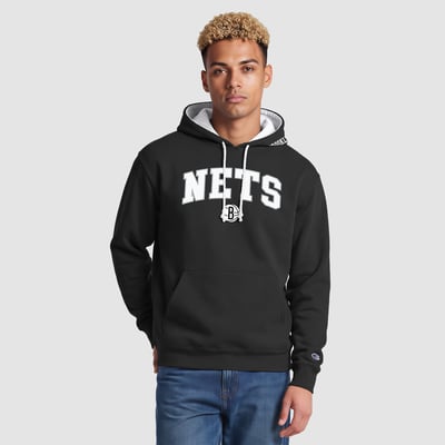  Brooklyn Nets Champion Contrast Liner Pullover Hoodie - Black