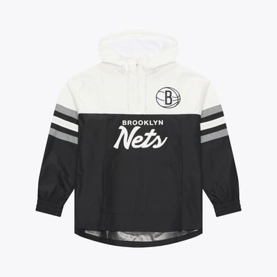  Brooklyn Nets Mitchell & Ness Head Coach Lightweight Anorak Quarter-Zip Windbreaker - Black