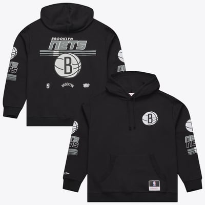 Brooklyn Nets Mitchell & Ness  Triple Check Fleece Hoodie - Black