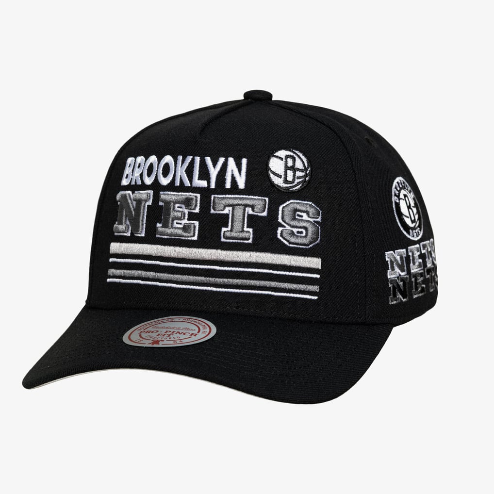  Brooklyn Nets Mitchell & Ness Triple Check Pro Snapback Hat - Black