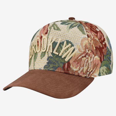 Brooklyn Nets Mitchell & Ness Tapestry Wordmark Pro Snapback Hat - Tan