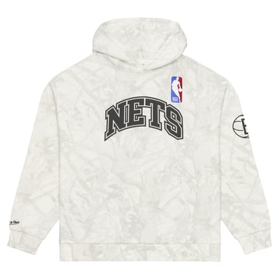  Brooklyn Nets Mitchell & Ness Ghosted Fleece Hoodie - White