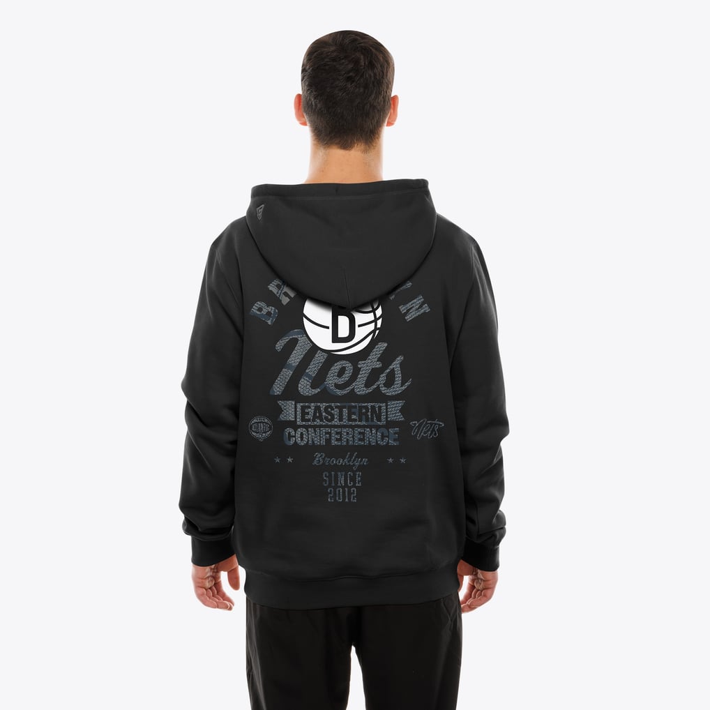 Brooklyn Nets New Era Front and Back Graphic Pullover Hoodie - Black
