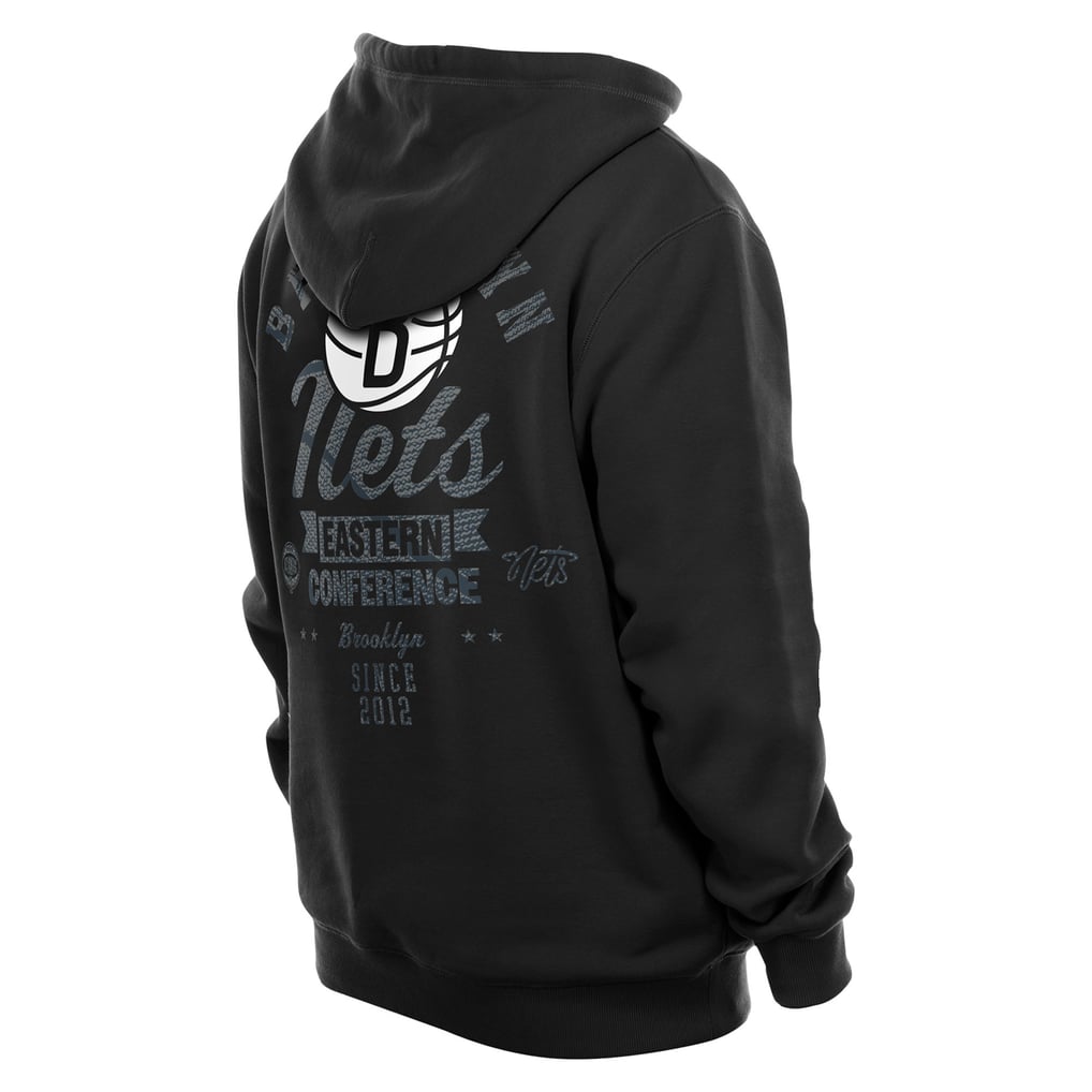 Brooklyn Nets New Era Front and Back Graphic Pullover Hoodie - Black
