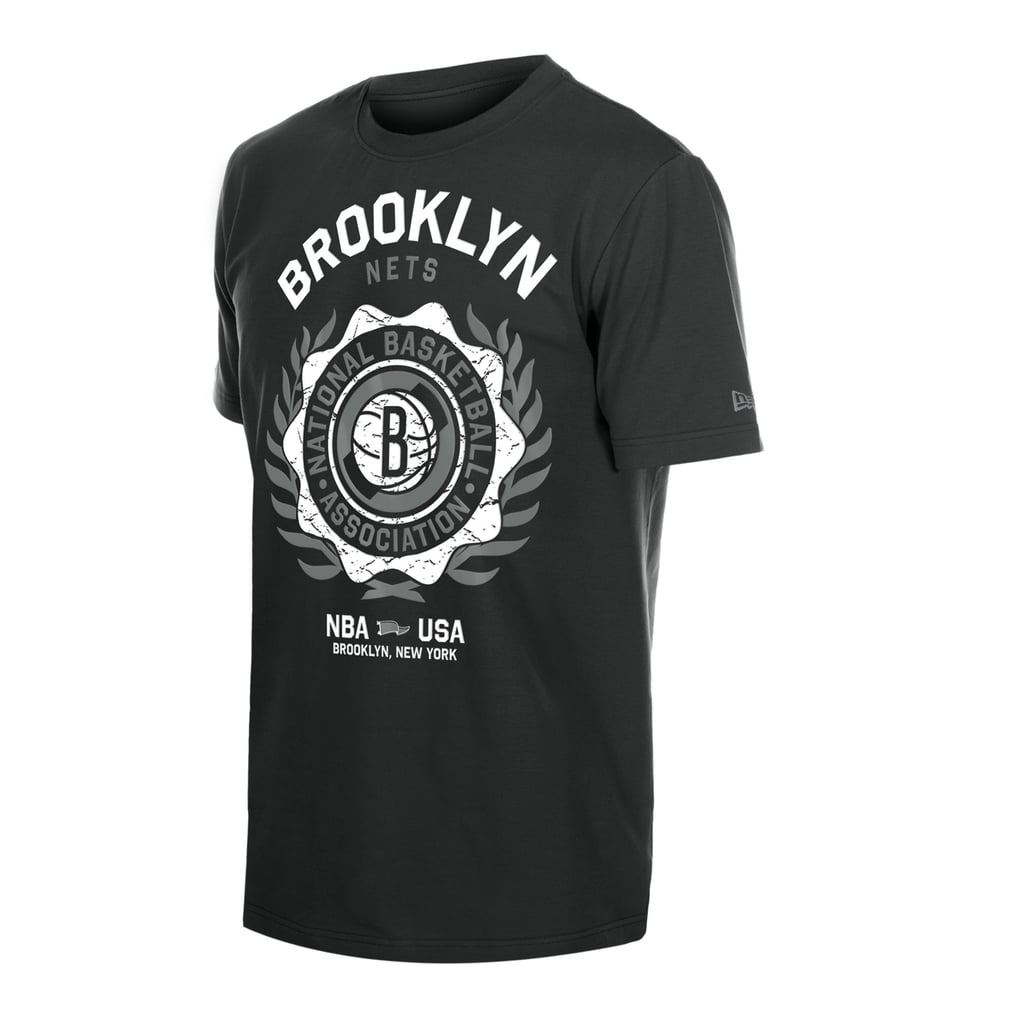  Brooklyn Nets New Era Laurel Crest Flocking T-Shirt - Black