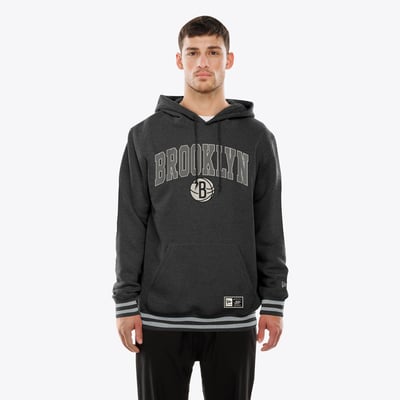  Brooklyn Nets New Era Throwback Applique Logo Hoodie - Black