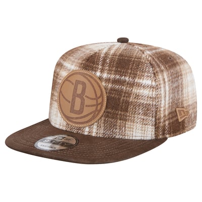 Brooklyn Nets New Era Plaid 9FIFTY A-Frame Adjustable Hat - Brown