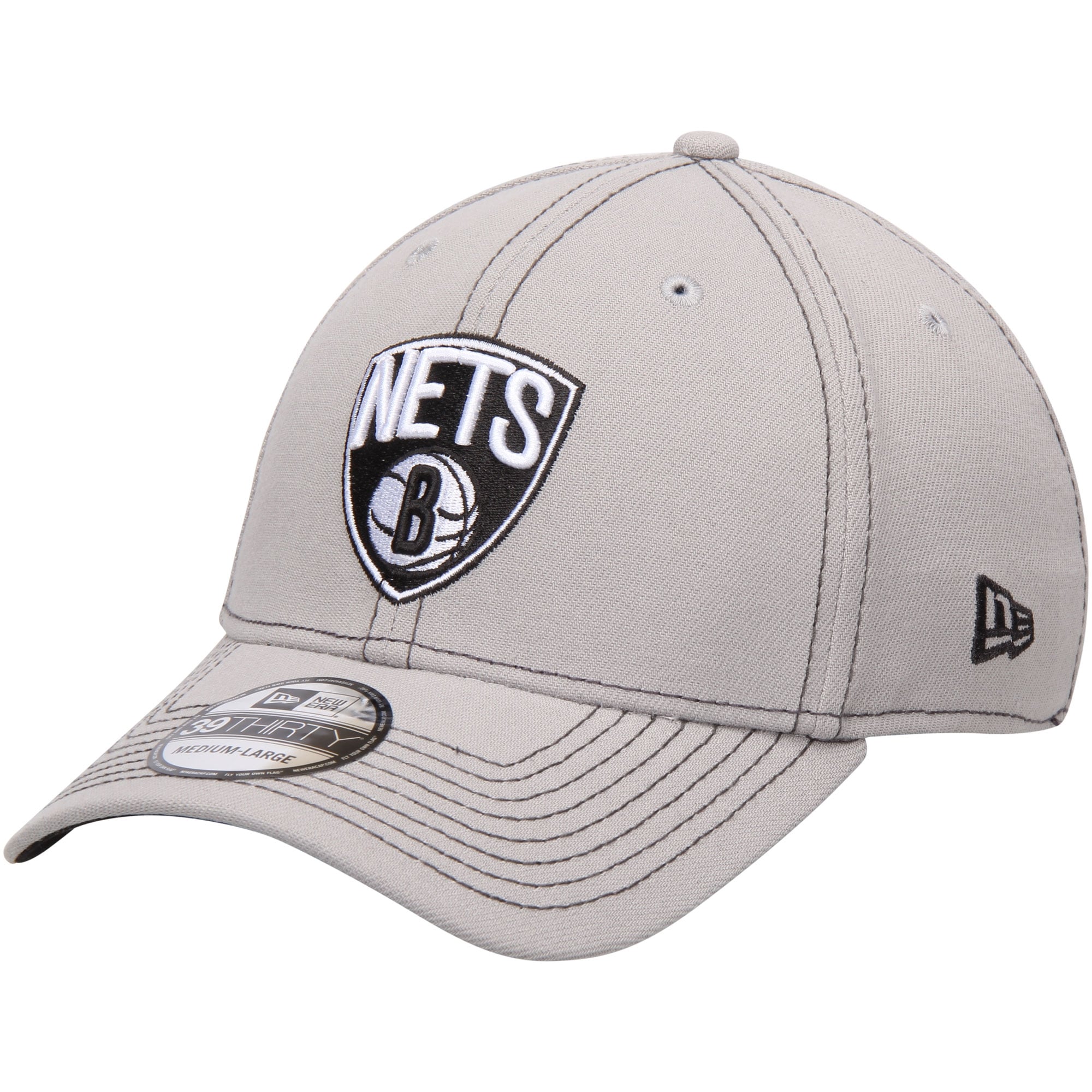 New Era Brooklyn Nets Team Classic 39THIRTY Cap Brooklyn Nets Hat New Era 59Fifty Low Crown Gray Black  main image 4