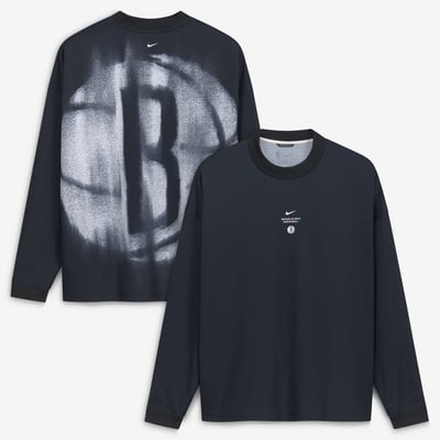 Brooklyn Nets Nike 2026/27 Standard Issue Pre-Game Performance Long Sleeve T-Shirt - Black