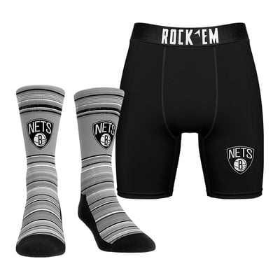  Brooklyn Nets Rock Em Primary Crew Socks & Boxer Briefs Combo Pack
