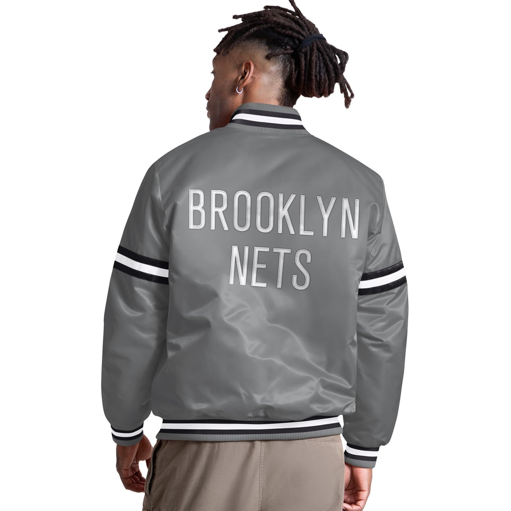 Brooklyn Nets Starter Courtside II Varsity Full Snap Jacket - Gray