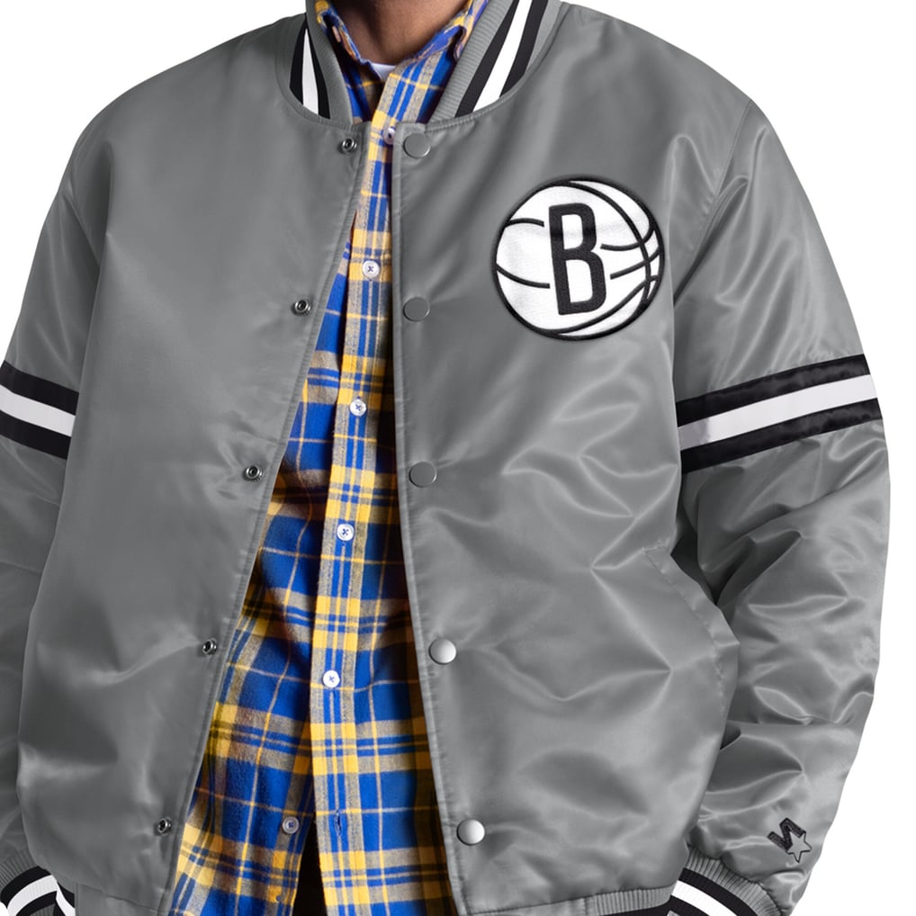 Brooklyn Nets Starter Courtside II Varsity Full Snap Jacket - Gray