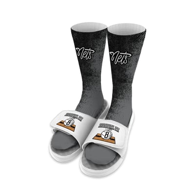 Brooklyn Nets ISlide Unisex Court Collage Sock & Slide Bundle