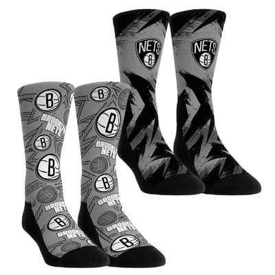  Brooklyn Nets Rock Em Unisex Game Day 2-Pack Crew Socks - Black