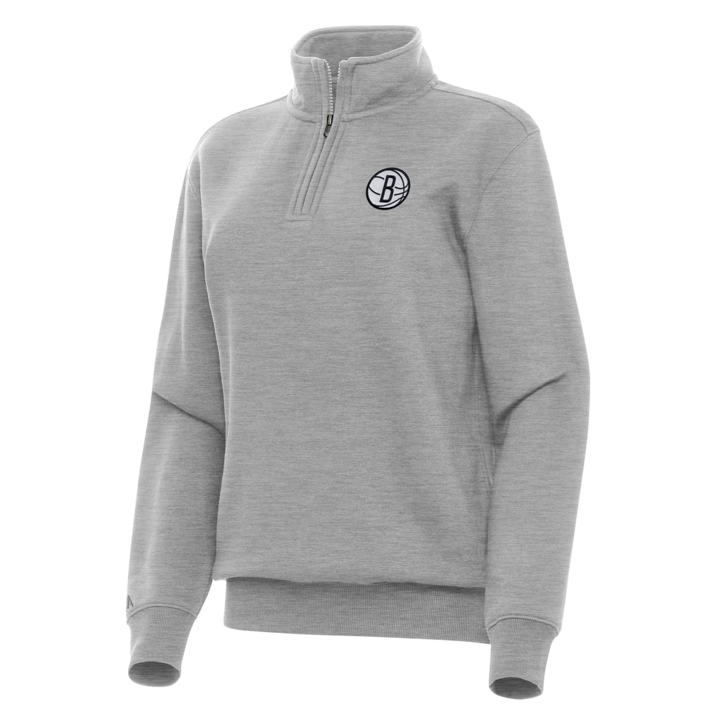 Brooklyn Nets Antigua Women's Victory Quarter-Zip Sweatshirt - Heather Gray