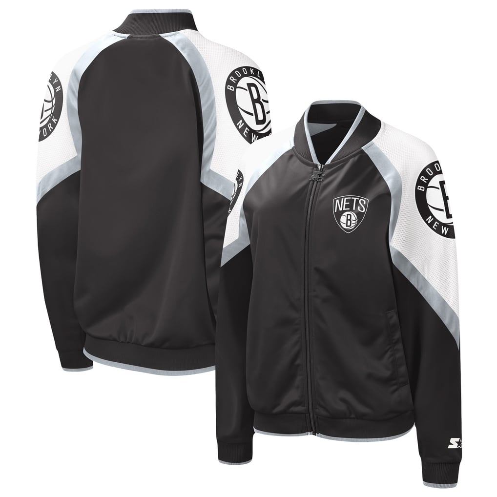 Brooklyn Nets Starter Women's Fan Girl Satin Raglan Full-Zip Jacket - Black/Silver