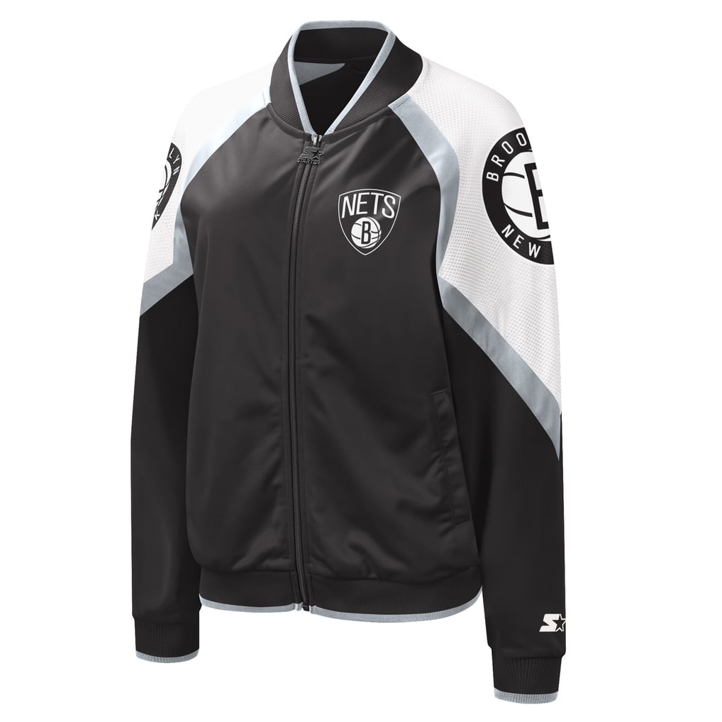 Brooklyn Nets Starter Women's Fan Girl Satin Raglan Full-Zip Jacket - Black/Silver