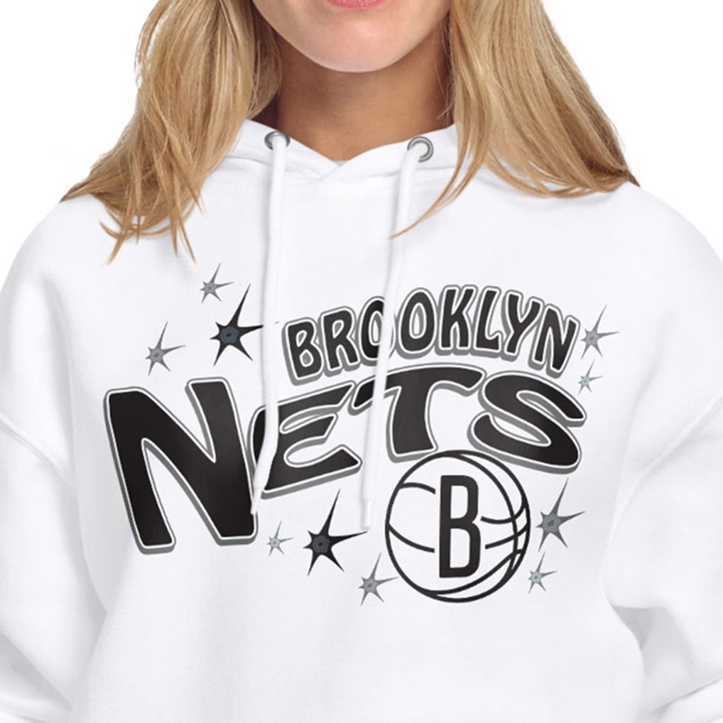 Brooklyn Nets Starter Women's Fireworks Fleece Hoodie - White