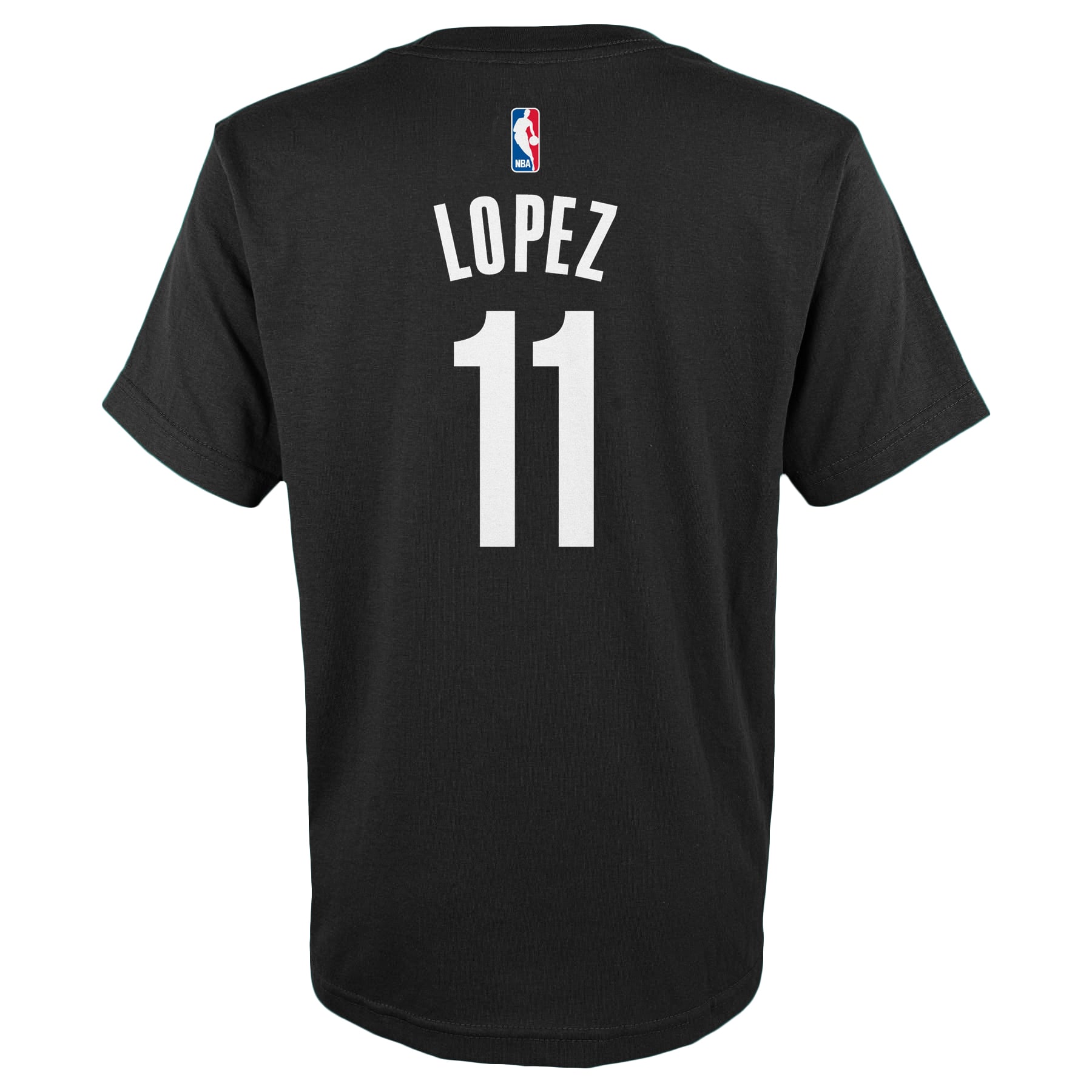 Youth Brooklyn Nets Brook Lopez adidas Black Game Time Flat Name