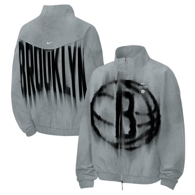  Brooklyn Nets Nike Youth 2026/27 Standard Issue On-Court Authentic Game Full-Zip Jacket - Silver