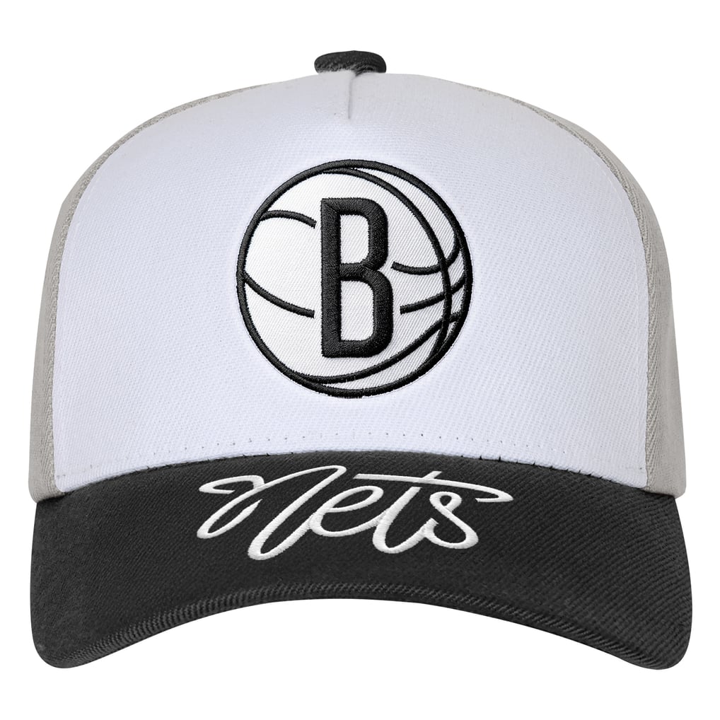 Brooklyn Nets Outerstuff Youth Logo Three Pro Pinch Pre-Curved Adjustable Hat - White/Black