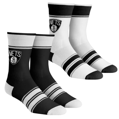  Brooklyn Nets Rock Em Youth Multi-Stripe 2-Pack Team Crew Sock Set - 