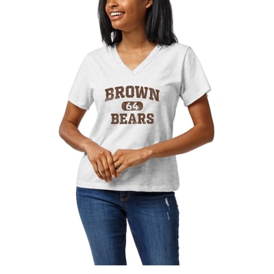  Brown Bears League Collegiate Wear Women's Intramural Boyfriend V-Neck T-Shirt - White