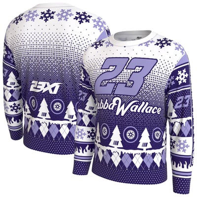 Bubba Wallace ProSphere Youth Driver Holiday Sweater - White