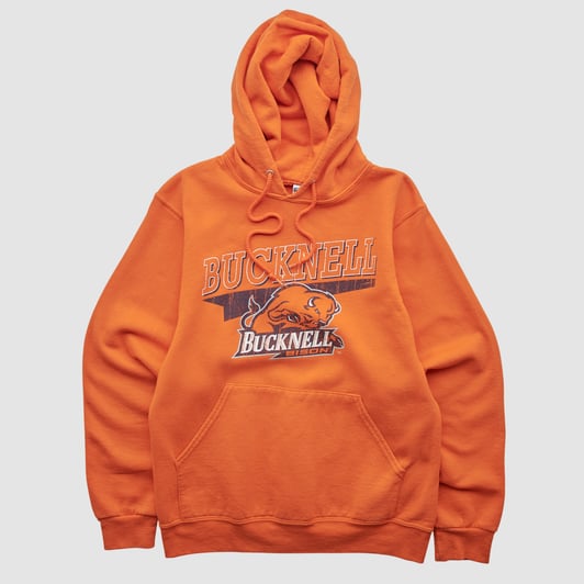 Bucknell Bison Jerzees 2010s Hooded Pullover Sweatshirt - Orange - XS by Fanatics Real Vintage