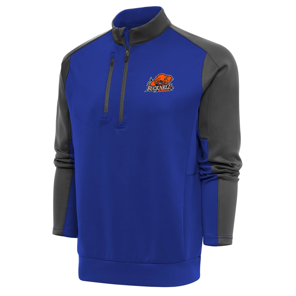  Bucknell Bison Antigua Team Quarter-Zip Pullover Top - Blue/Ash