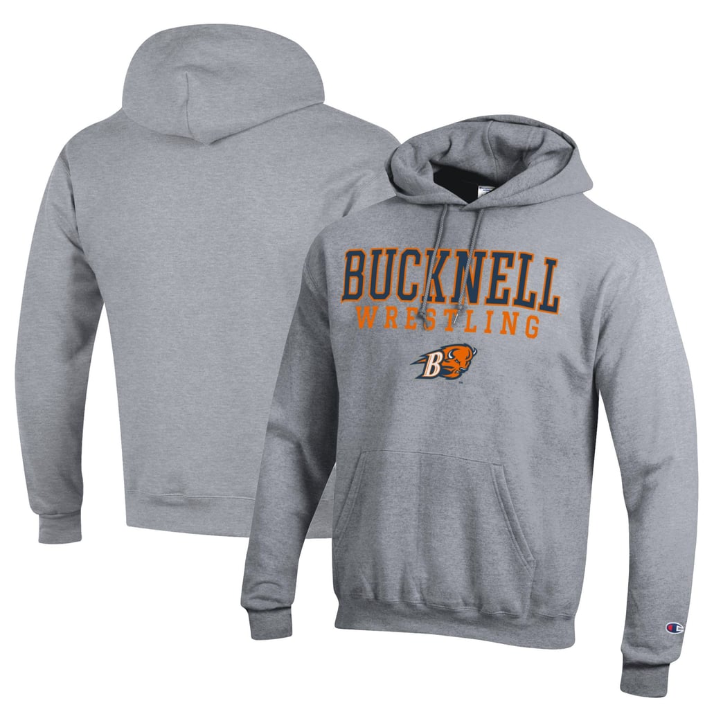 Bucknell Bison Champion Wrestling Stack Logo Powerblend Pullover Hoodie - Heather Gray