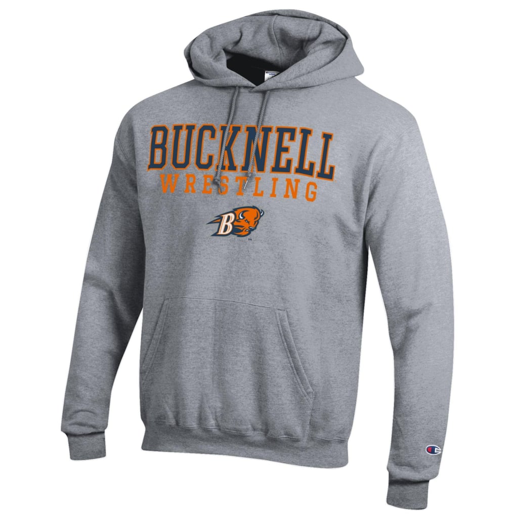 Bucknell Bison Champion Wrestling Stack Logo Powerblend Pullover Hoodie - Heather Gray