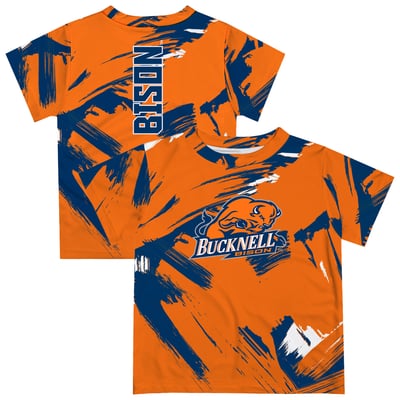  Bucknell Bison Vive La Fete Newborn & Infant Paint Brush T-Shirt - Orange