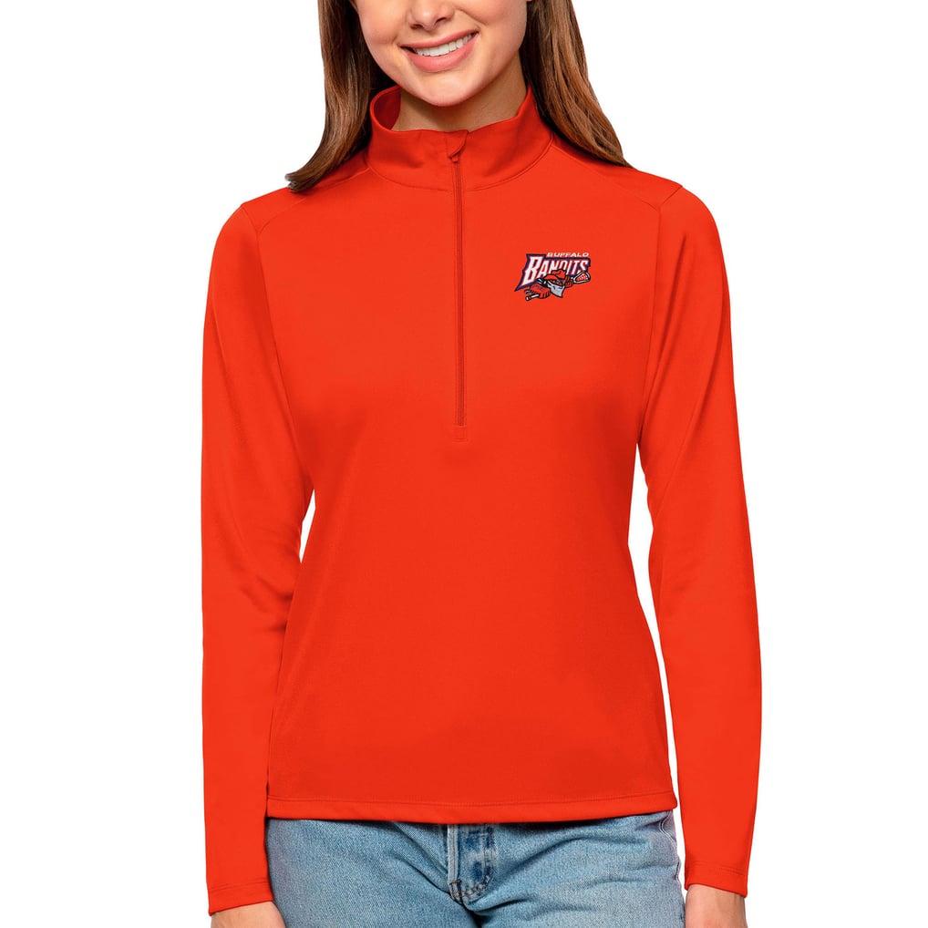 Buffalo Bandits Antigua Women's Tribute Quarter-Zip Pullover Top - Orange