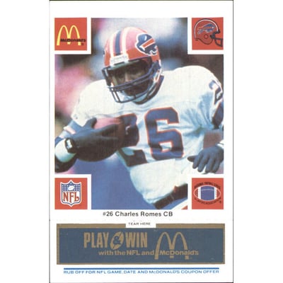 1986 McDonald's Bills Blue Tab #26 Charles Romes
