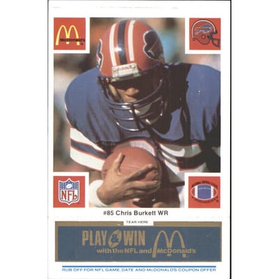 1986 McDonald's Bills Blue Tab #85 Chris Burkett DP