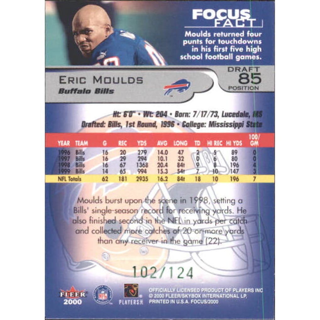 2000 Fleer Focus Draft Position #85 Eric Moulds/124