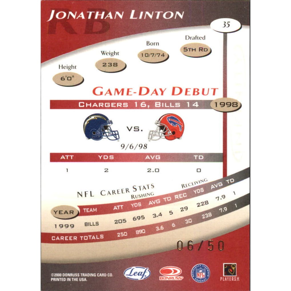 2000 Quantum Leaf Infinity Red #35 Jonathan Linton