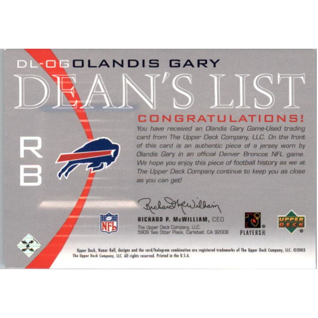 2003 Upper Deck Honor Roll Dean's List Silver #DLOG Olandis Gary