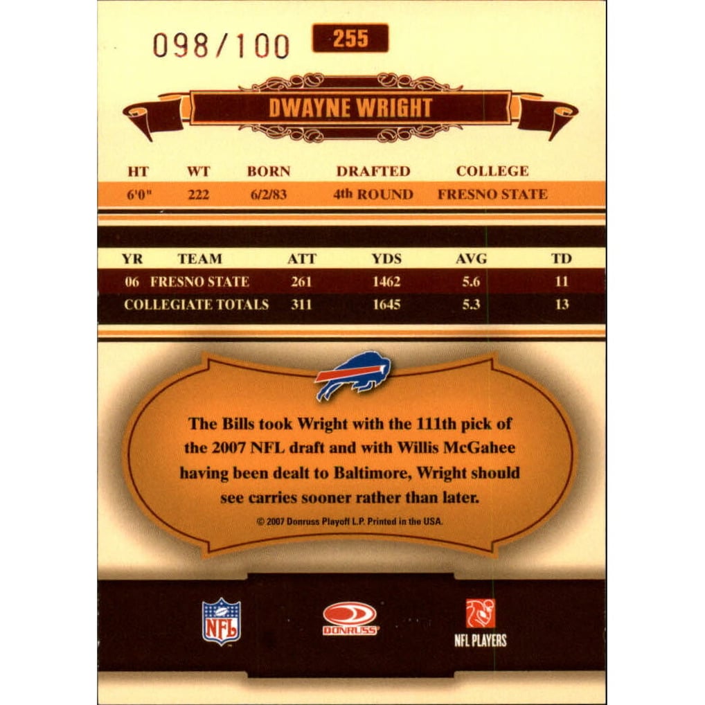 2007 Donruss Classics Timeless Tributes Bronze #255 Dwayne Wright