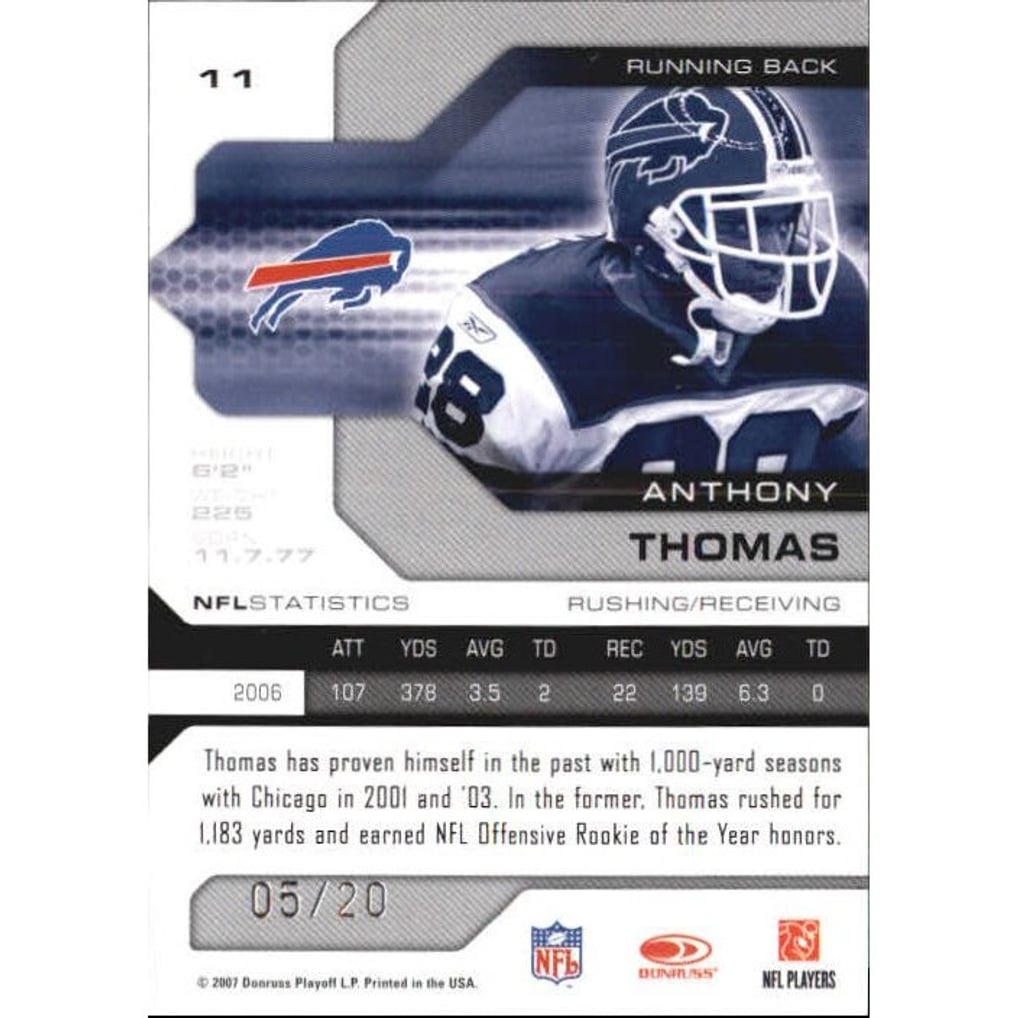 2007 Leaf Limited Silver Spotlight #11 Anthony Thomas