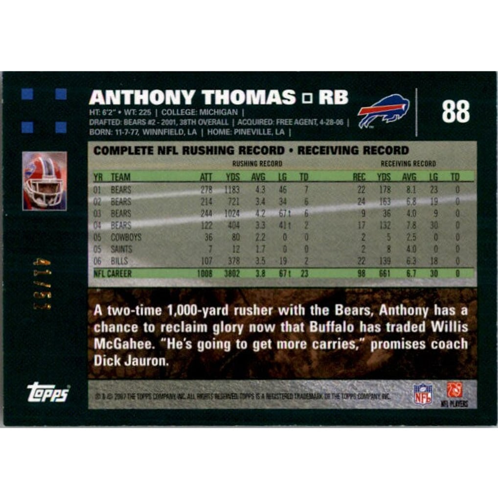 2007 Topps Gold #88 Anthony Thomas