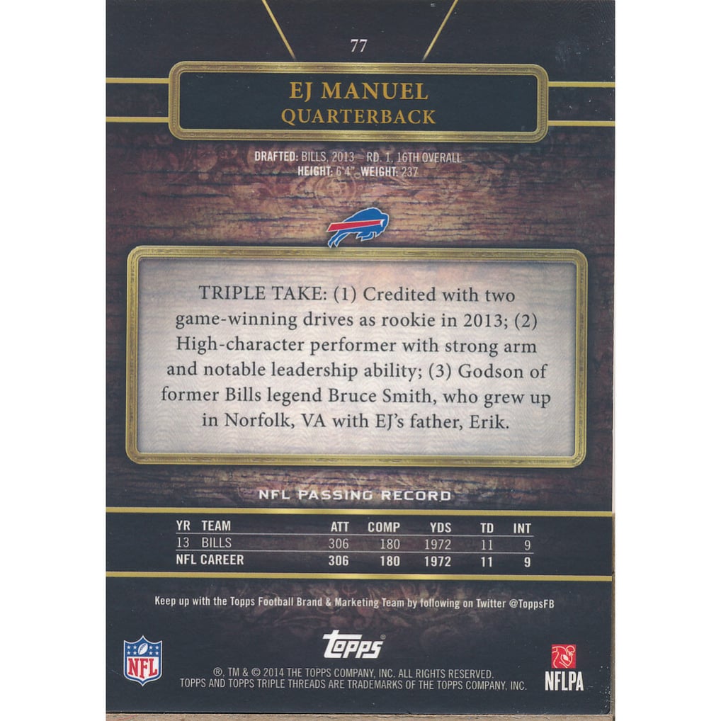 2014 Topps Triple Threads Ruby #77 EJ Manuel