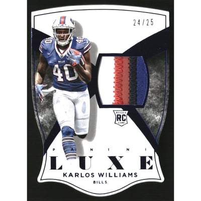 2015 Panini Luxe Memorabilia Die Cuts Prime Blue #100 Karlos Williams
