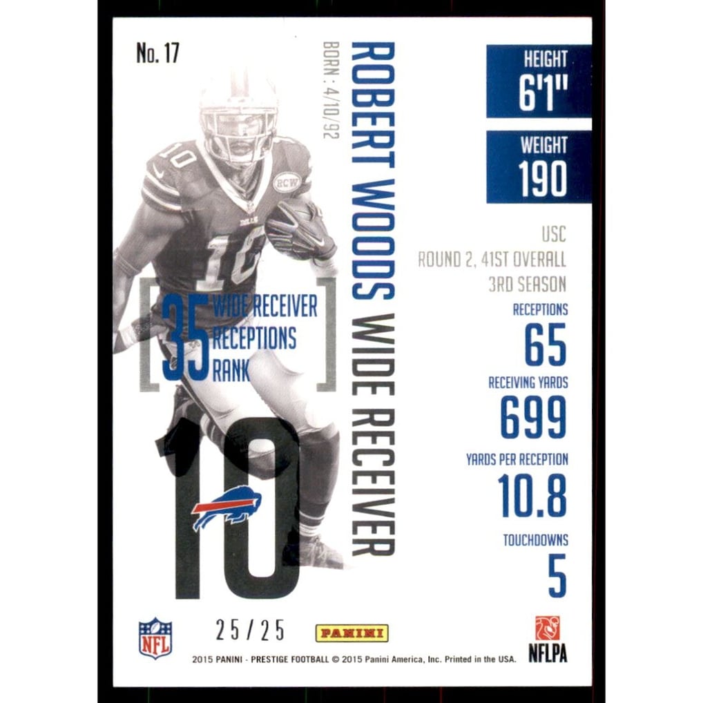 2015 Prestige Extra Points Platinum #17 Robert Woods