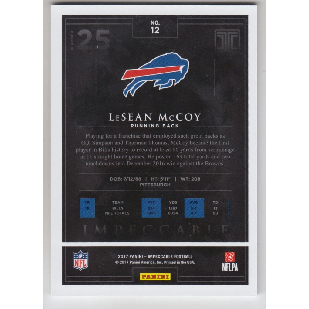 2017 Panini Impeccable #12 LeSean McCoy