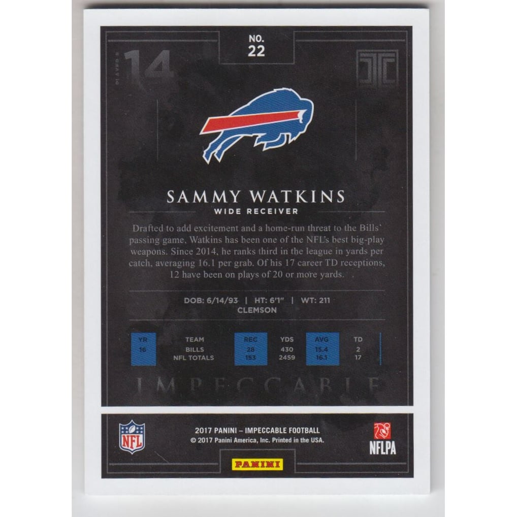 2017 Panini Impeccable #22 Sammy Watkins