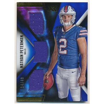 2017 Panini XR Rookie Triple Threats Materials Blue #8 Nathan Peterman